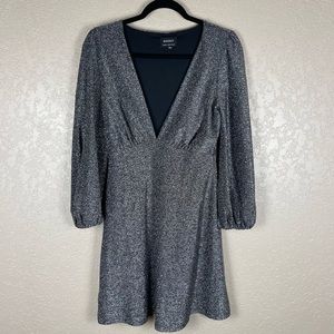 Bardot metallic puffed sleeve mini dress